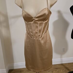 Dynamite Champagne Satin Mini Dress